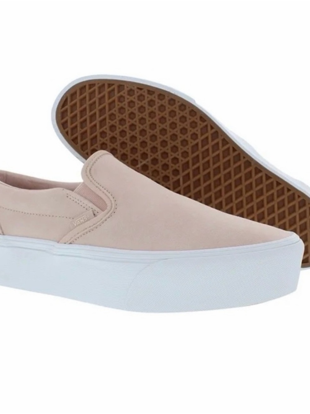 Vans Slip-On Platform Sneakers in Blush Pink and White